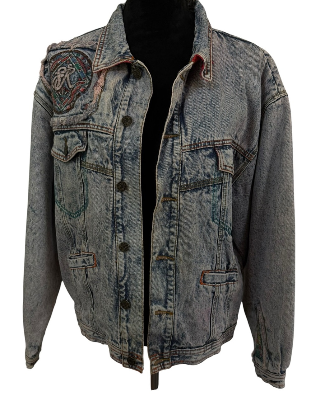 Vintage Major Damage acid-washed denim jacket Size Medium *